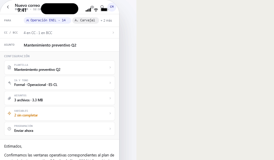 Composer en la app móvil FieldOps